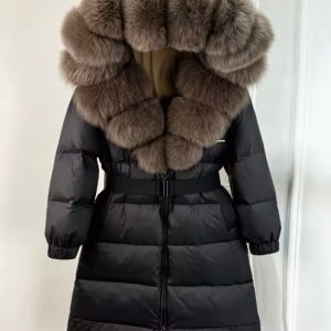 Black & brown fur coat