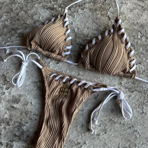 Brown & white bikini
