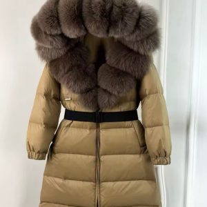 Olive & brown fur coat