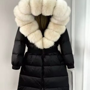 Black & Cream fur coat