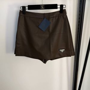 Brown leather skort